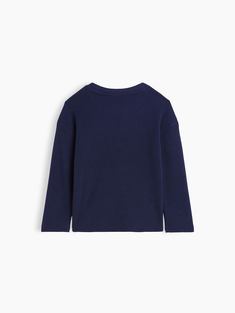 Navy - Gap Cosy Waffle Knit Long Sleeve T-Shirt (6mths-5yrs) - Larawan 2 ng 3 Navy - Gap Cosy Waffle Knit Long Sleeve T-Shirt (6mths-5yrs) - Larawan 2 ng 3