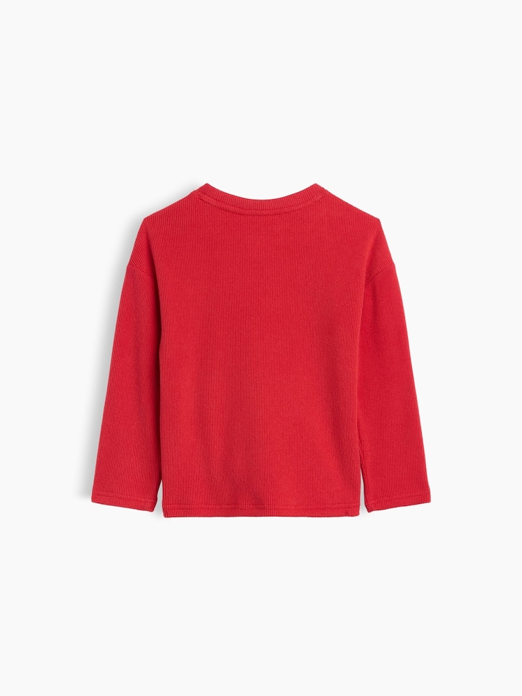 Pula - Gap Cosy Waffle Knit Long Sleeve T-Shirt (6mths-5yrs) - Larawan 2 ng 3 Pula - Gap Cosy Waffle Knit Long Sleeve T-Shirt (6mths-5yrs) - Larawan 2 ng 3