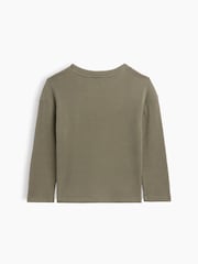 Gap Khaki Green Cosy Waffle Knit Long Sleeve T-Shirt (6mths-5yrs) - Image 2 of 3