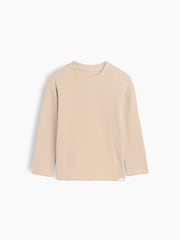 Gap Beige Cosy Waffle Knit Long Sleeve T-Shirt (6mths-5yrs) - Image 1 of 3