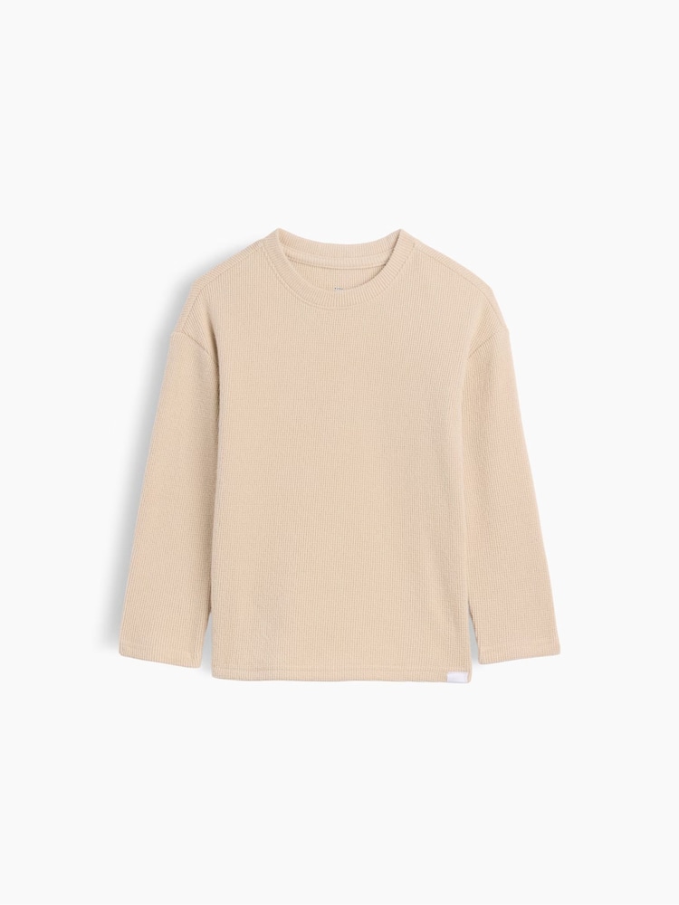 Gap Beige Cosy Waffle Knit Long Sleeve T-Shirt (6mths-5yrs) - Image 1 of 3 Gap Beige Cosy Waffle Knit Long Sleeve T-Shirt (6mths-5yrs) - Image 1 of 3