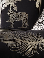 Laurence Llewelyn-Bowen Black Dandy Velvet Metallic Feather Cushion - Image 2 of 4
