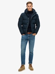 Superdry Eclipse Navy Everest Short Hooded Puffer Coat Jacket - Image 2 of 5