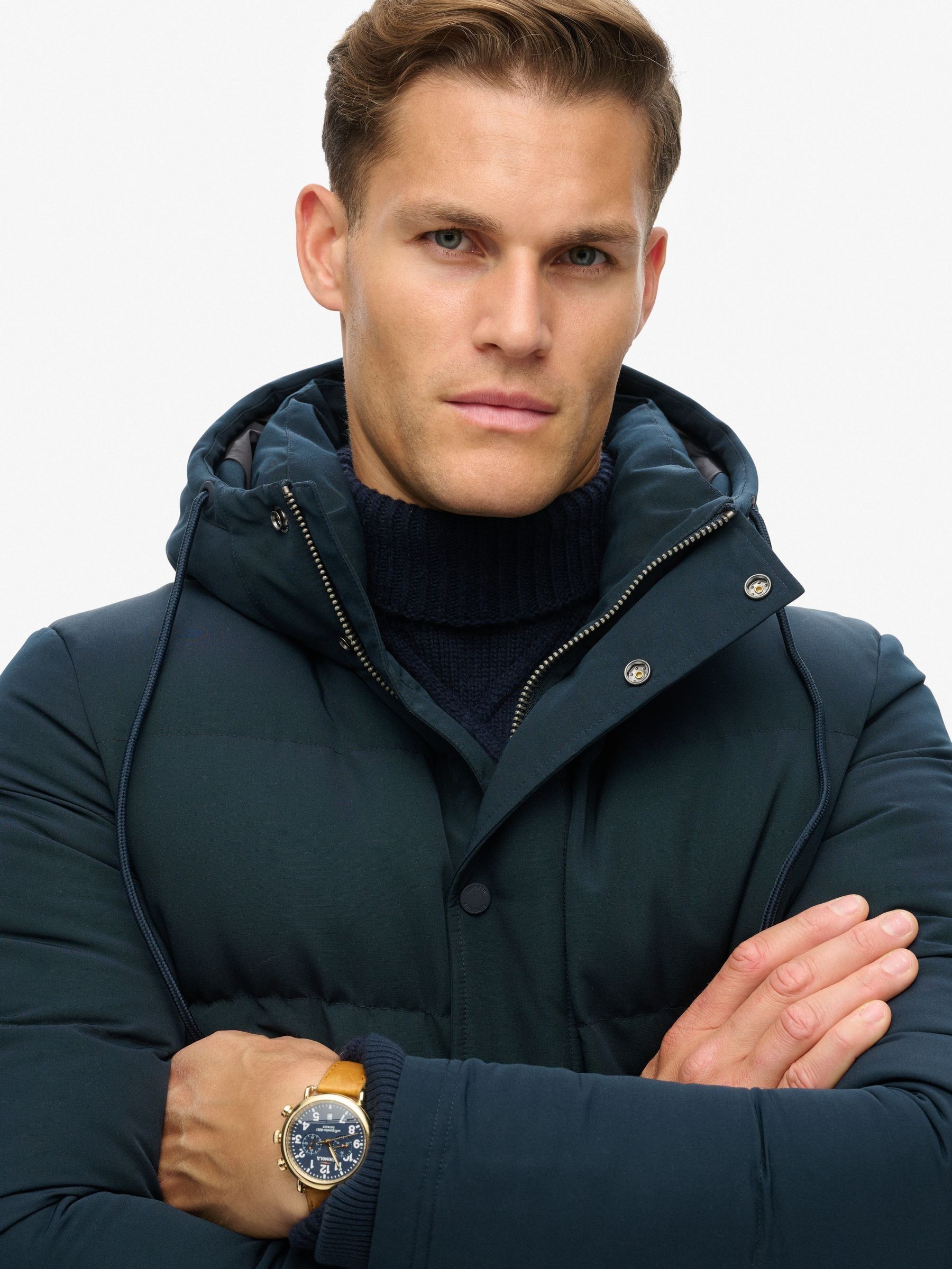 フード付きネイビージャケット Next：日本 Eclipse ネイビー - Superdry Everest ショート フード付き