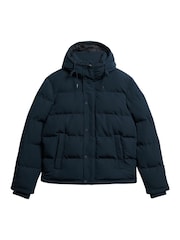 Superdry Eclipse Navy Everest Short Hooded Puffer Coat Jacket - Image 4 of 5