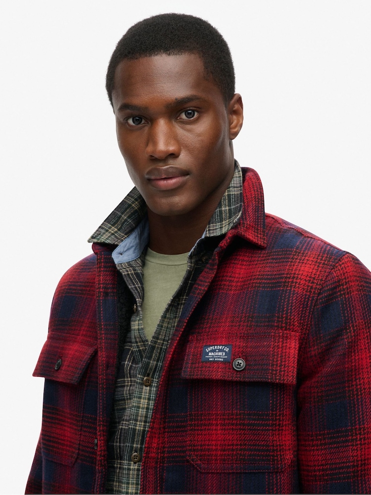 Superdry Over Ombre Red Wool Miller Overshirt - Image 3 of 5