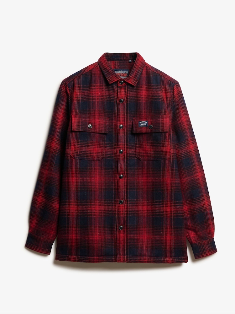 Superdry Over Ombre Red Wool Miller Overshirt - Image 4 of 5