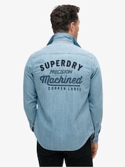 Superdry Heavy Wash 100% Cotton Embroidered Workwear Shirt - Image 2 of 5