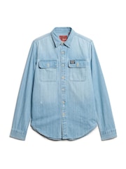 Superdry Heavy Wash 100% Cotton Embroidered Workwear Shirt - Image 4 of 5