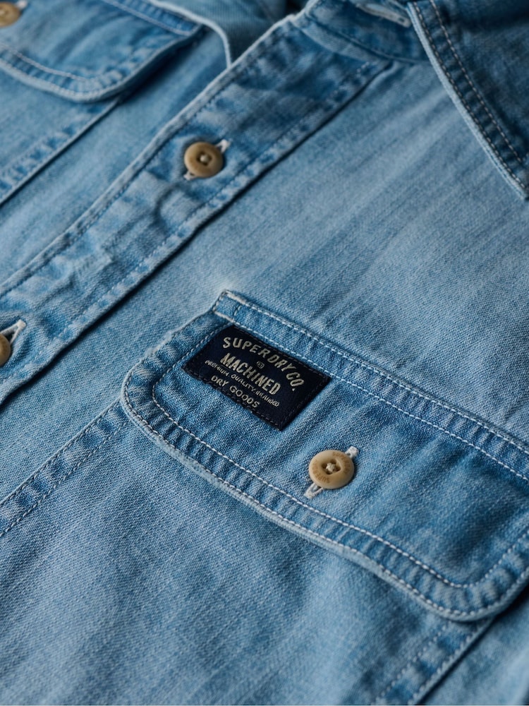 Superdry Heavy Wash 100% Cotton Embroidered Workwear Shirt - Image 5 of 5