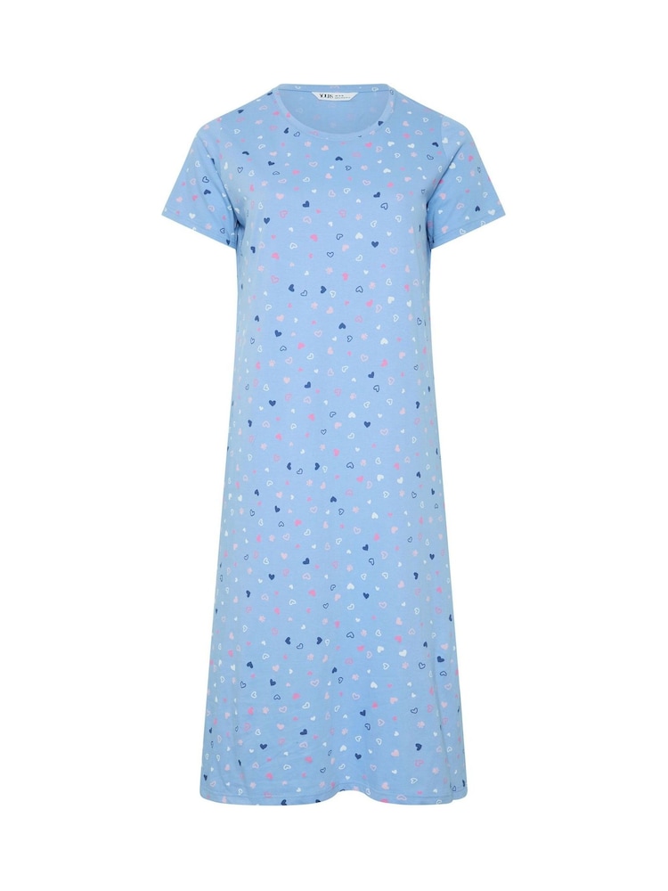 Yours Curve Blue Cat Print Midaxi Nightdress 2 Pack - Image 2 of 7