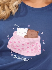 Yours Curve Blue Cat Print Midaxi Nightdress 2 Pack - Image 7 of 7