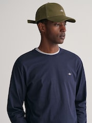 GANT Evening Blue Regular Fit Shield Logo Long Sleeve 100% Cotton T-Shirt - Image 4 of 5