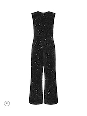 M&Co Black Sequin Velvet Cowl Neck Jumpsuit - Image 6 of 6