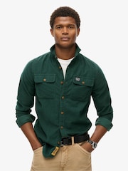 Superdry Pine Green 100% Cotton Corduroy Workwear Shirt - Image 1 of 4