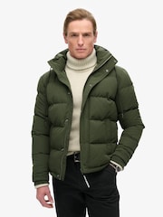 Superdry Army Green Everest Short Hooded Puffer Coat Jacket - Image 1 of 6