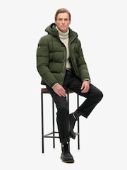 Superdry Army Green Everest Short Hooded Puffer Coat Jacket - Image 2 of 6