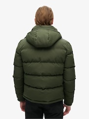 Superdry Army Green Everest Short Hooded Puffer Coat Jacket - Image 4 of 6