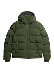Superdry Army Green Everest Short Hooded Puffer Coat Jacket - Image 6 of 6