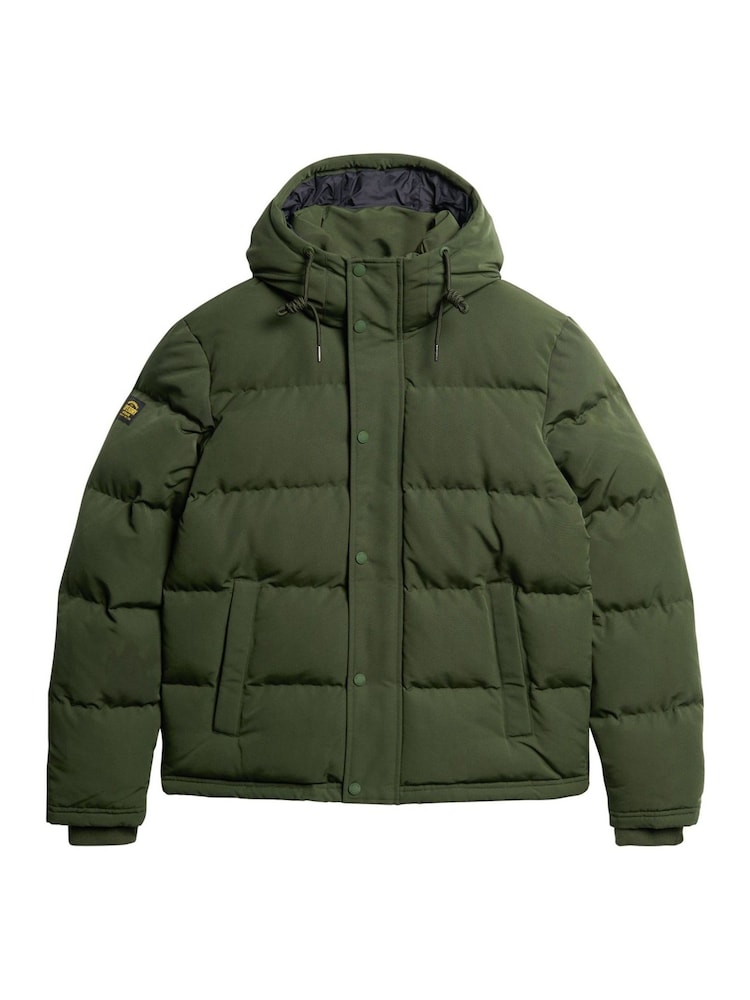 Superdry Army Green Everest Short Hooded Puffer Coat Jacket - Image 6 of 6