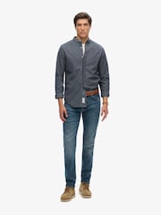 Superdry Indigo Stripe 100% Cotton Merchant Grandad Shirt - Image 2 of 4
