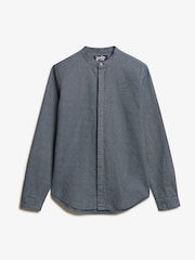 Superdry Indigo Stripe 100% Cotton Merchant Grandad Shirt - Image 3 of 4