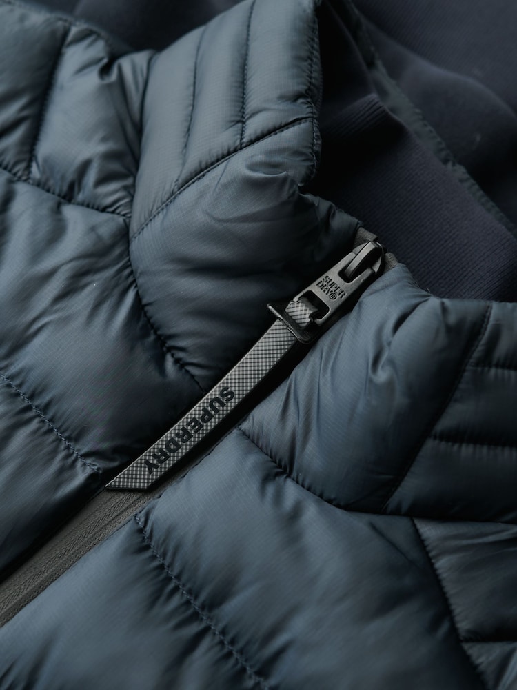 Superdry Eclipse Navy Storm Fleece Hybrid Bomber Jacket - Image 6 of 6 Superdry Eclipse Navy Storm Fleece Hybrid Bomber Jacket - Image 6 of 6