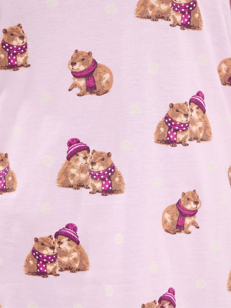 Yours Curve Pink Polka Dot Capybara Nightdress - Image 6 of 6 Yours Curve Pink Polka Dot Capybara Nightdress - Image 6 of 6