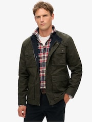 Superdry Olive Green 100% Cotton Merchant Wax Jacket - Image 1 of 3