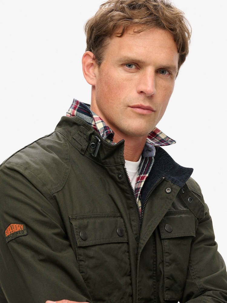 Superdry Olive Green 100% Cotton Merchant Wax Jacket - Image 3 of 3