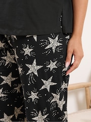 Yours Curve Black Star Wide Leg Pyjama Set - Image 4 of 6