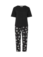 Yours Curve Black Star Wide Leg Pyjama Set - Image 5 of 6