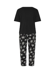 Yours Curve Black Star Wide Leg Pyjama Set - Image 6 of 6