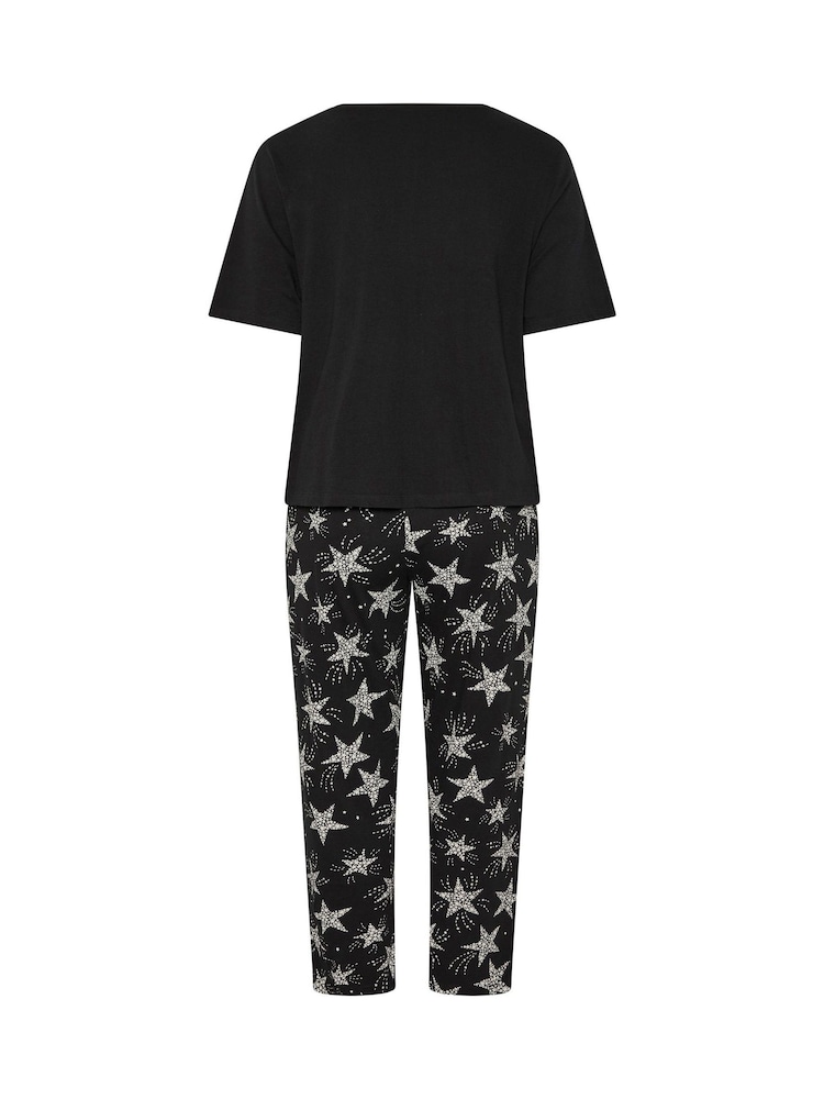 Yours Curve Black Star Wide Leg Pyjama Set - Image 6 of 6 Yours Curve Black Star Wide Leg Pyjama Set - Image 6 of 6