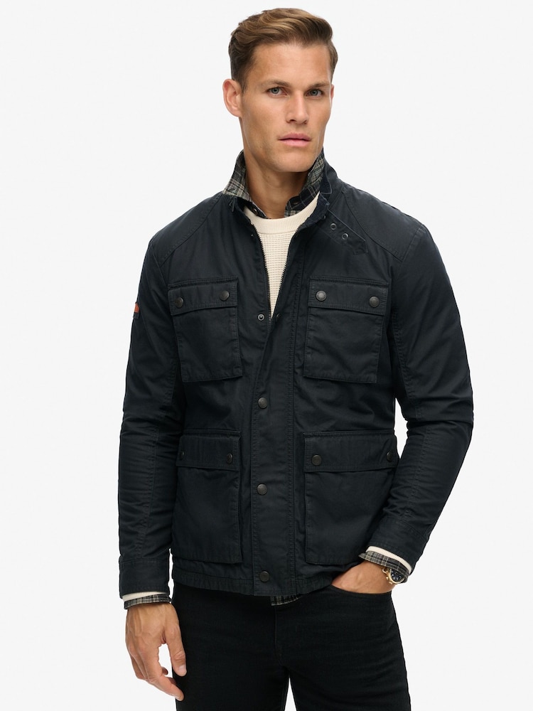 Eclipse-Marineblau - Superdry Merchant Wachs-Jacke aus 100 % Baumwolle - Bild 1 von 4