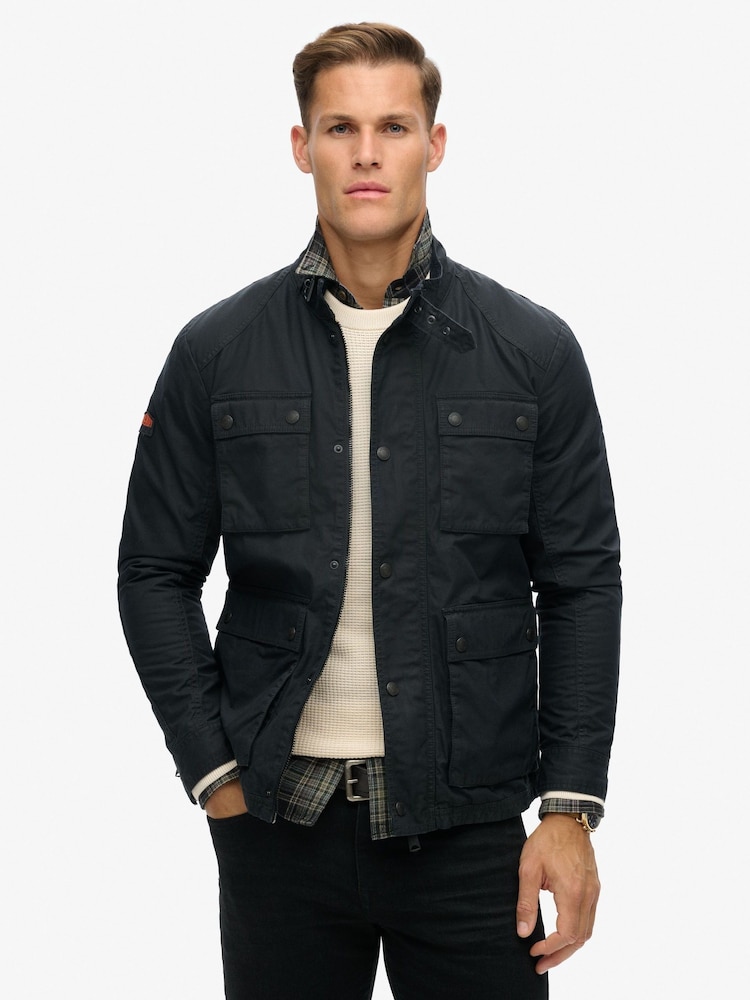 Eclipse-Marineblau - Superdry Merchant Wachs-Jacke aus 100 % Baumwolle - Bild 2 von 4