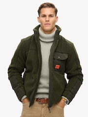 Superdry Olive Green Expedition Borg Hybrid Jacket - Image 1 of 5