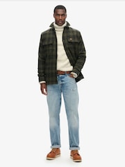Superdry Haze Ombre Olive Wool Miller Overshirt - Image 2 of 4