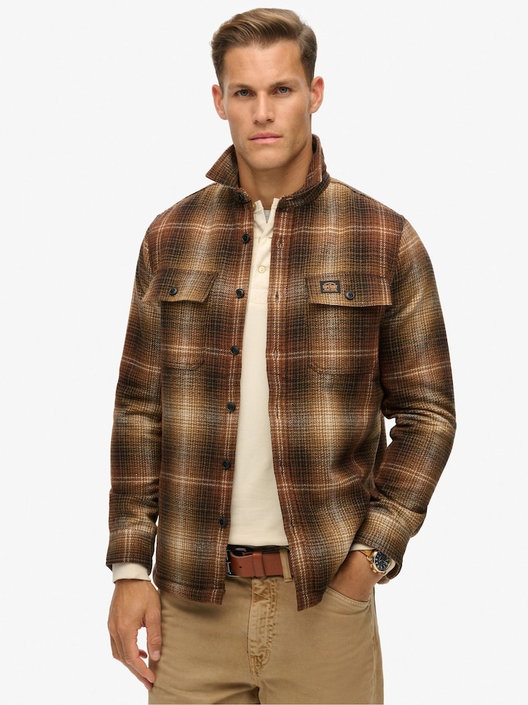 Коричневый с эффектом омбре - Рубашка Superdry шерсти Miller - Изображение 1 из 5