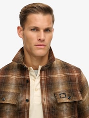 Коричневый с эффектом омбре - Рубашка Superdry шерсти Miller - Изображение 3 из 5