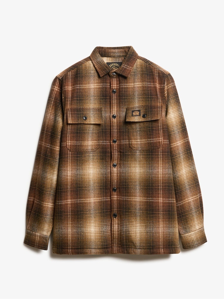 Superdry Haze Ombre Brown Wool Miller Overshirt - Image 4 of 5