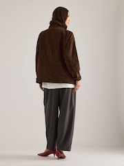 Anthropologie Brown Suede Funnel-Neck Jacket - Image 5 of 5