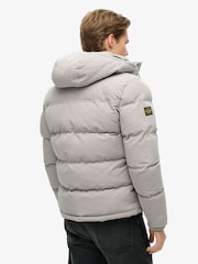 Superdry Alloy Grey Everest Short Hooded Puffer Coat Jacket - Image 3 of 6