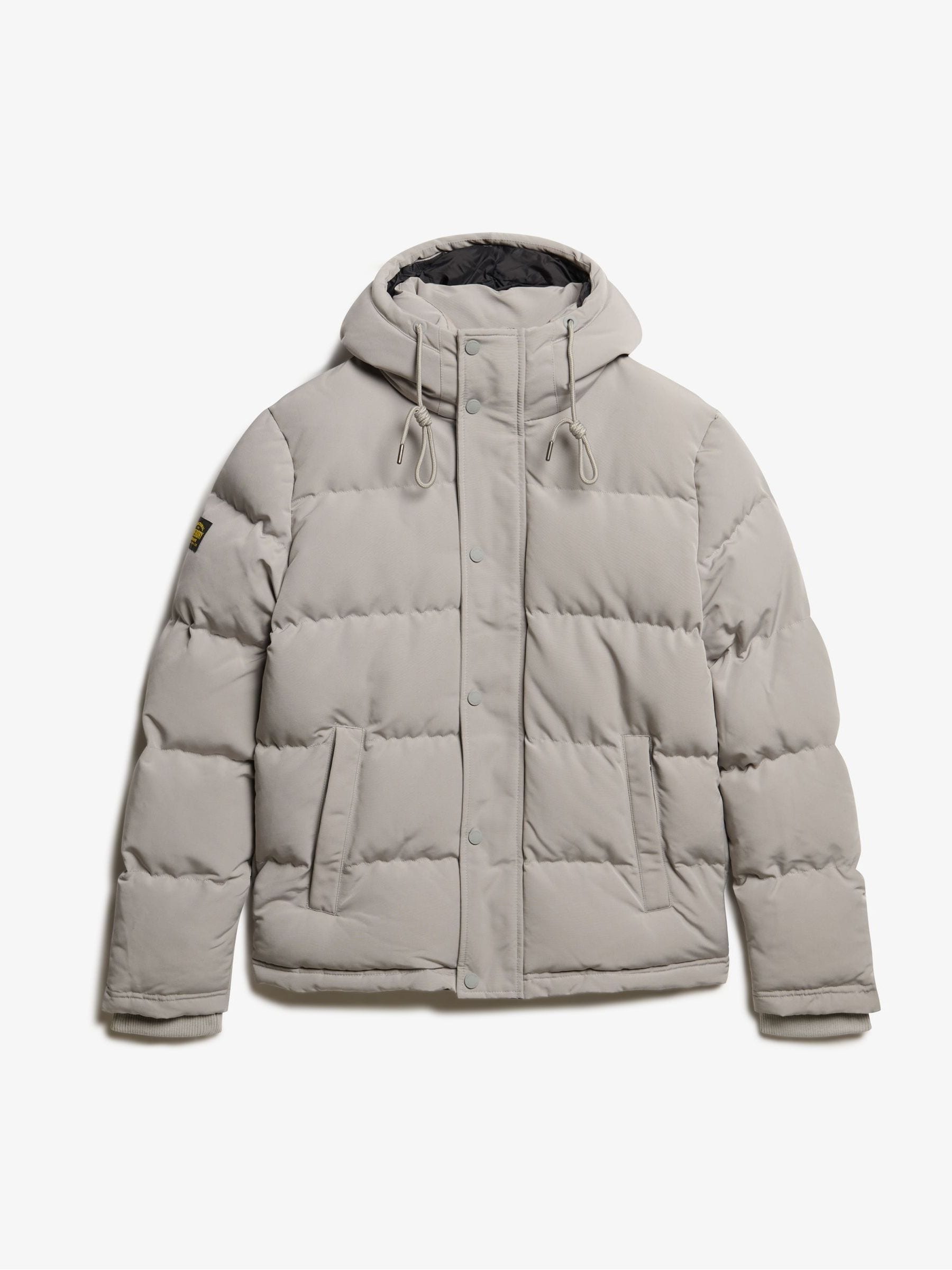 Buy Superdry Alloy Grey Everest Short Hooded Puffer Jacket from