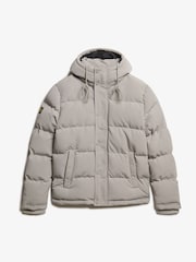 Superdry Alloy Grey Everest Short Hooded Puffer Coat Jacket - Image 5 of 6