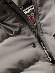 Superdry Alloy Grey Everest Short Hooded Puffer Coat Jacket - Image 6 of 6