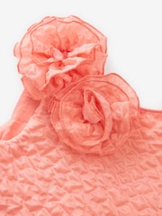 Baker By Ted Baker Strukturiertes Kleid mit Zierblume, Orange/Apricot - Bild 9 von 10