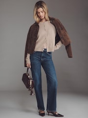 Dərirəngi - Antropologiya The Juliet Cashmere Crew Boyunlu Kardigan - 3şəkildən 3 şəkil