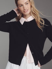 Anthropologie Black The Juliet Cashmere Crew Neck Cardigan - Image 1 of 4