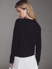Anthropologie Black The Juliet Cashmere Crew Neck Cardigan - Image 2 of 4